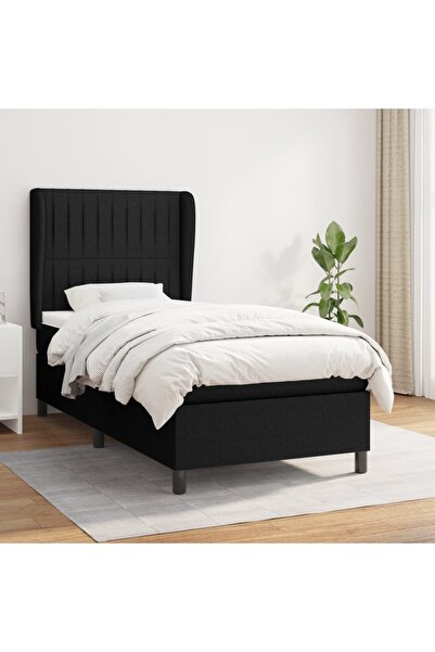 Concept Pat box spring cu saltea, negru, 80x200 cm, textil
