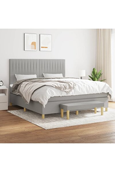 Concept Κρεβάτι Continental, ανοιχτό γκρι, 180x200 cm, ύφασμα