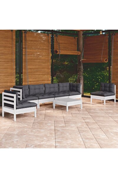 Concept Set mobilier grădină cu perne, 7 piese, lemn masiv de pin