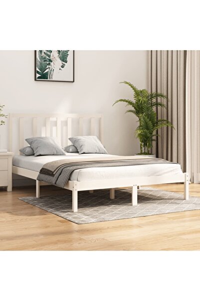 Concept Cadru de pat, alb, 140x200 cm, lemn masiv de pin