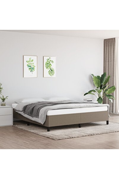 Concept Cadru de pat, gri taupe, 180 x 200 cm, material textil