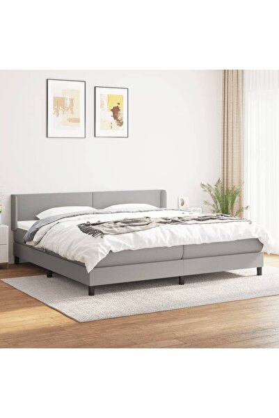 Concept Pat box spring cu saltea, gri deschis, 200x200 cm, textil