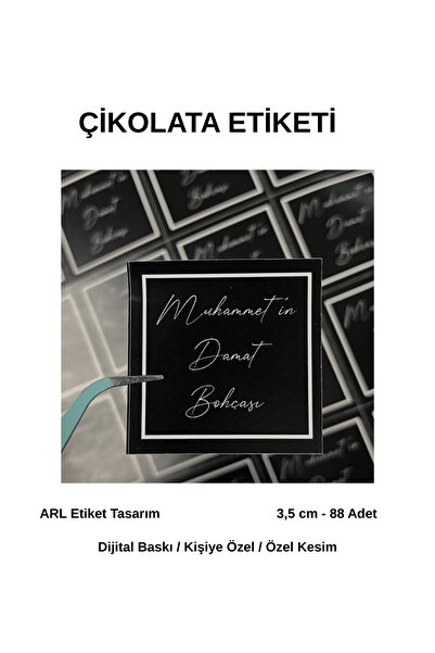 arl etiket tasarım dijital baskı merkezi Damat Bohçası Siyah Zemin Çikolata E...