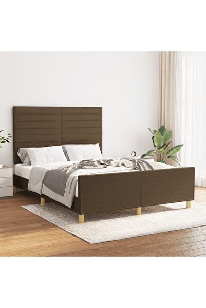 Concept Cadru de pat cu tăblie, maro închis, 140x190 cm, textil