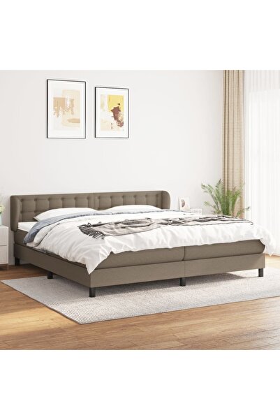Concept Pat box spring cu saltea, gri taupe, 200x200 cm, textil