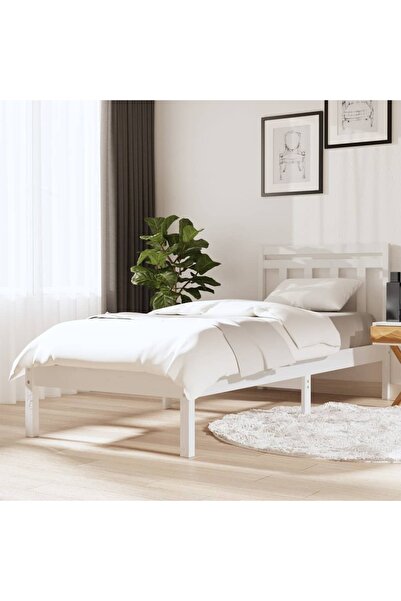Concept Σκελετός Μονό κρεβατιού 3FT, λευκό, 90x190 cm, μασίφ ξύλο