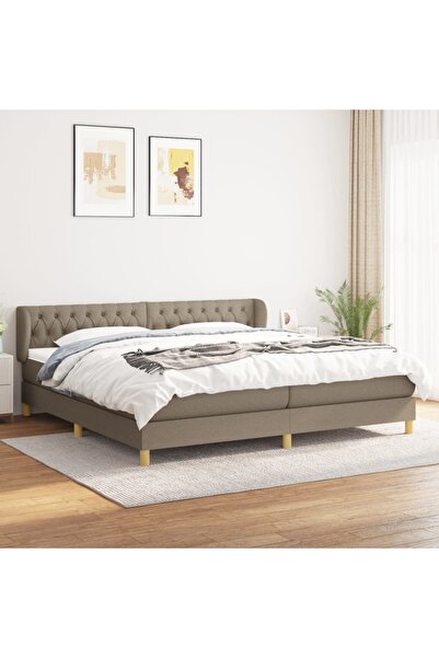 Concept Pat box spring cu saltea, gri taupe, 200x200 cm, textil