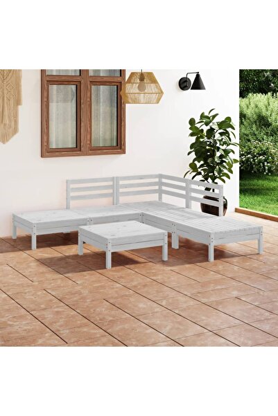 Concept Σετ επίπλων κήπου, 6 τεμάχια, λευκό, μασίφ ξύλο πεύκου