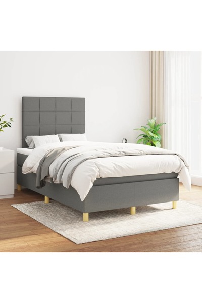 Concept Pat box spring cu saltea, gri închis, 120x200 cm, textil