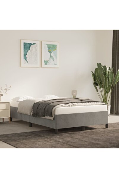 Concept Cadru de pat, gri deschis, 120x200 cm, catifea