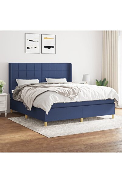 Concept Κρεβάτι Continental με στρώμα, μπλε, 160x200cm, ύφασμα