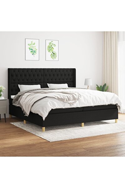 Concept Pat box spring cu saltea, negru, 200x200 cm, textil