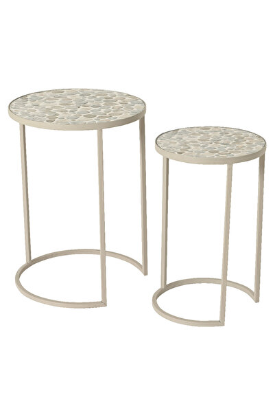 Maison Mex Set 2 masute gradina/terasa CALI crem/multicolor