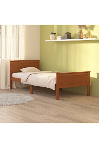 Concept Cadru de pat, maro miere, 90x200 cm, lemn masiv de pin