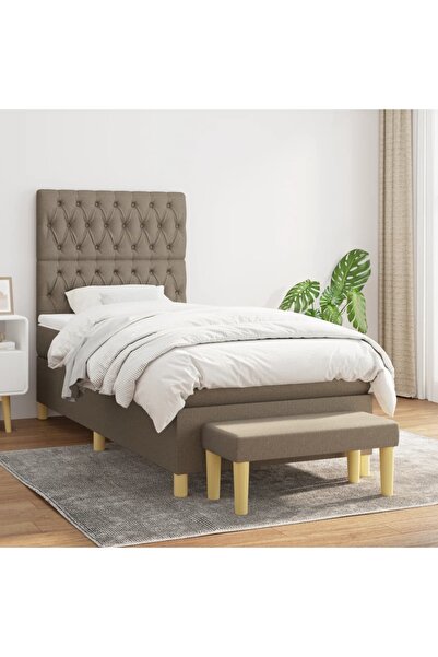 Concept Pat box spring cu saltea, gri taupe, 90x200 cm, textil