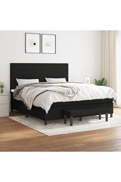 Concept Pat box spring cu saltea, negru, 180x200 cm, catifea