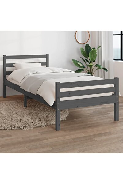 Concept Cadru de pat, gri, 100x200 cm, lemn masiv de pin