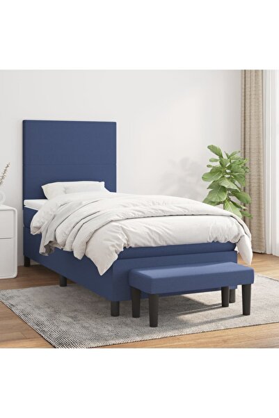 Concept Pat box spring cu saltea, albastru, 90x190 cm, textil