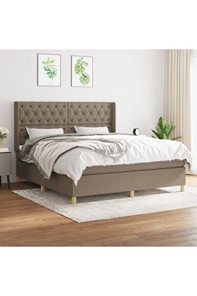 Concept Pat box spring cu saltea, gri taupe, 160x200 cm material textil