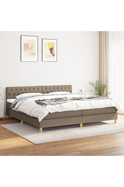 Concept Pat box spring cu saltea, gri taupe, 200x200 cm, textil