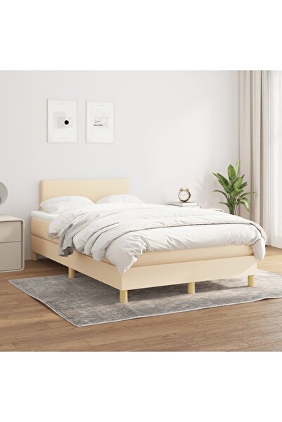 Concept Pat box spring cu saltea, crem, 120x200 cm, textil