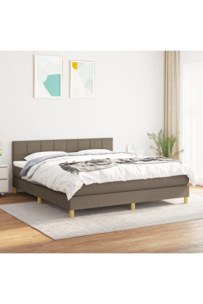 Concept Κρεβάτι Continental με στρώμα, γκρι-μπεζ, 180x200 cm, ύφασμα