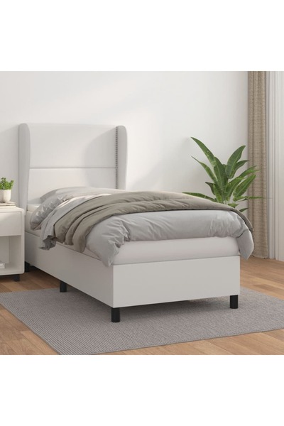 Concept Pat box spring cu saltea, alb, 100x200 cm, piele ecologică