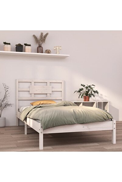 Concept Σκελετός κρεβατιού, λευκό, 90x200 cm, μασίφ ξύλο