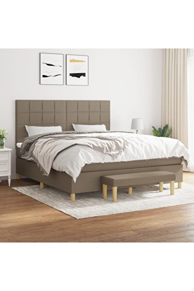 Concept Κρεβάτι με ελατήρια και στρώμα, γκρι-μπεζ, ύφασμα 160x200 cm