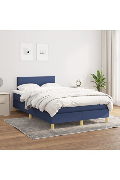 Concept Pat box spring cu saltea, albastru, 120x200 cm, textil