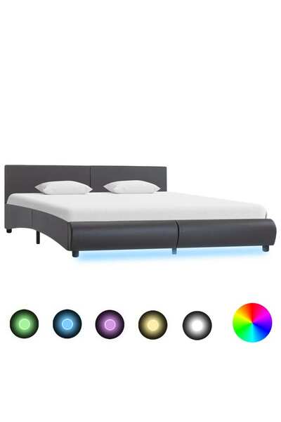 Concept Σκελετός κρεβατιού LED, γκρι, 160 x 200 cm, οικολογικό Δερμάτινο