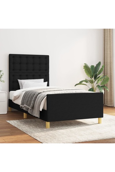 Concept Cadru de pat cu tăblie, negru, 100x200 cm, textil