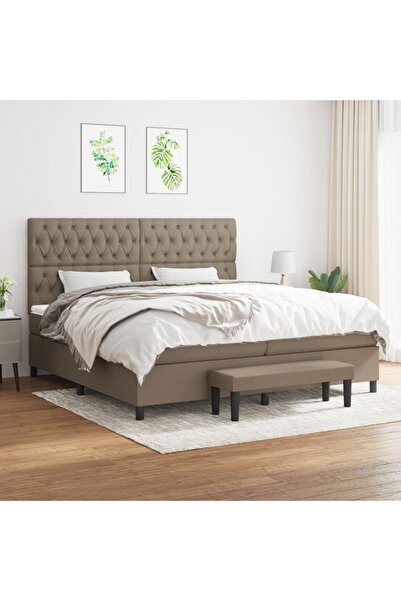 Concept Pat box spring cu saltea, gri taupe, 200x200 cm, textil