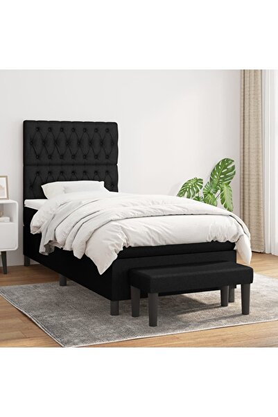 Concept Pat box spring cu saltea, negru, 90x190 cm, textil