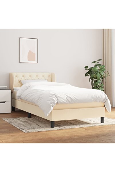 Concept Pat box spring cu saltea, crem, 80x200 cm, textil