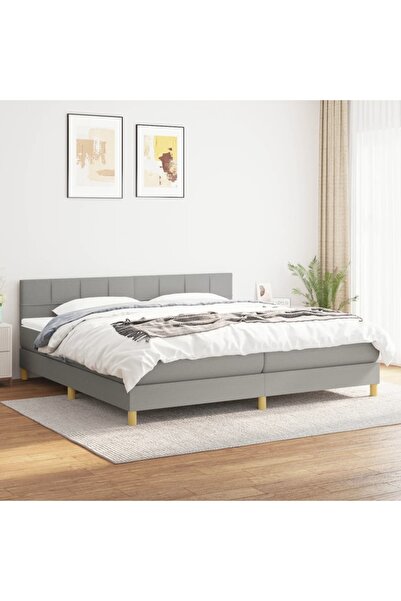 Concept Pat box spring cu saltea, gri deschis, 200x200 cm, textil