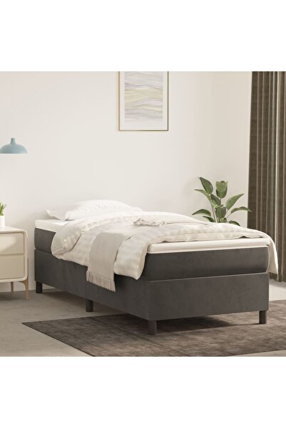Concept Pat box spring cu saltea, gri închis, 80x200 cm, catifea