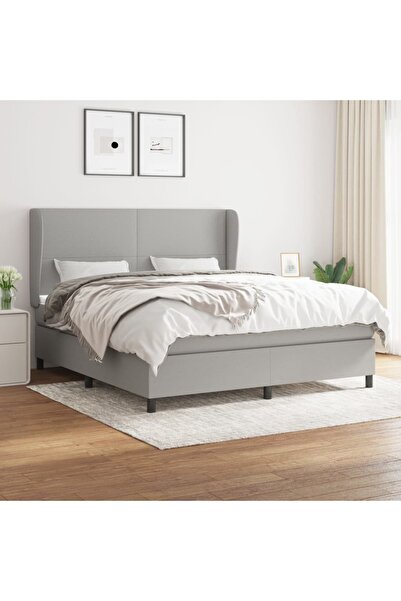 Concept Pat continental, gri deschis, 180x200 cm, material textil