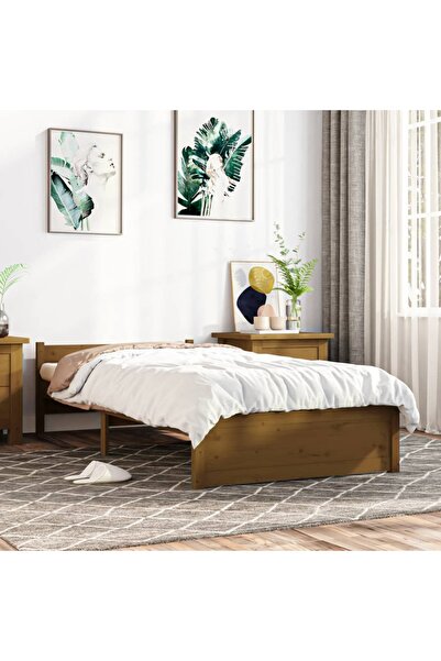 Concept Σκελετός κρεβατιού Μικρό Μονό 2FT6 καφέ μελί 75x190 εκ. μασίφ ξύλο