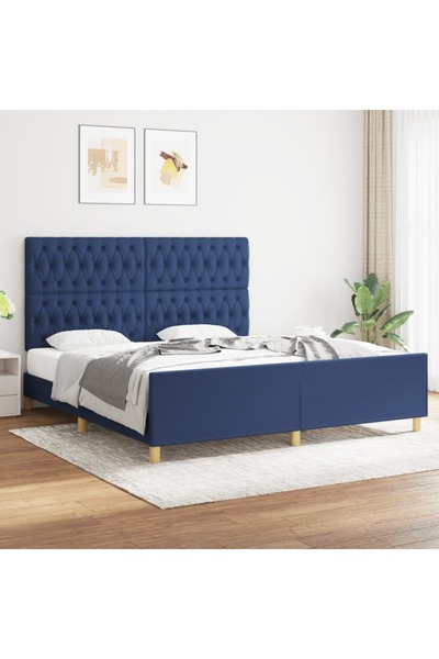 Concept Σκελετός κρεβατιού με κεφαλάρι, μπλε, 180x200 cm, ύφασμα