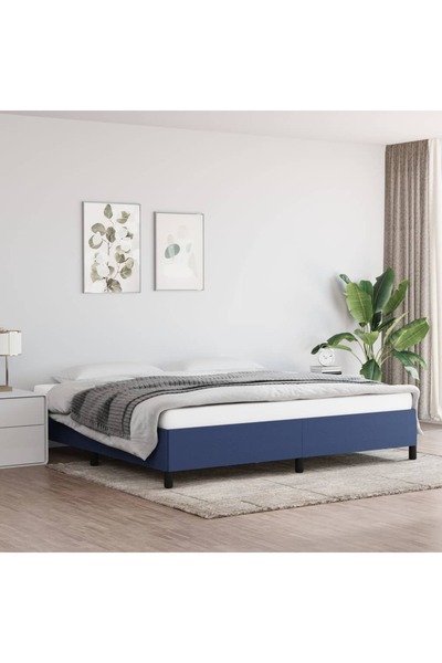 Concept Cadru de pat, albastru, 200x200 cm, material textil