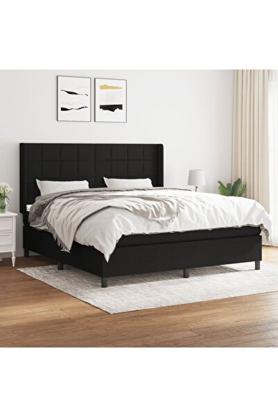 Concept Pat box spring cu saltea, negru, 180x200 cm, catifea