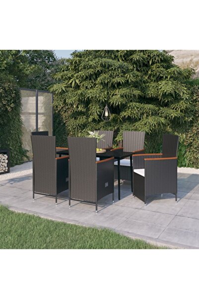 Concept 7-piece garden furniture set with cushions, black