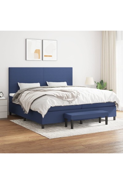 Concept Pat box spring cu saltea, albastru, 200x200 cm, textil