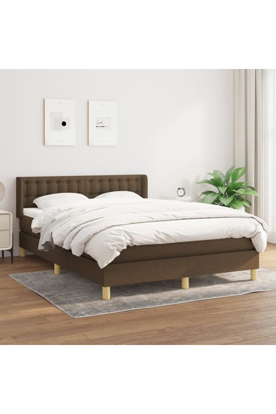 Concept Pat box spring cu saltea, maro închis, 140x200 cm, textil