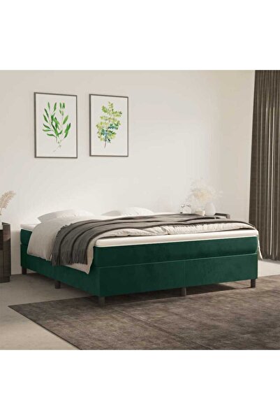 Concept Pat box spring cu saltea, verde închis, 160x200 cm, catifea