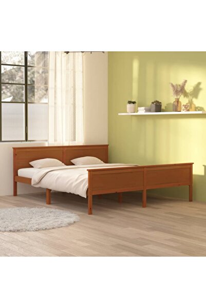 Concept Σκελετός κρεβατιού, μελί καφέ, 180x200 εκ., μασίφ ξύλο πεύκου