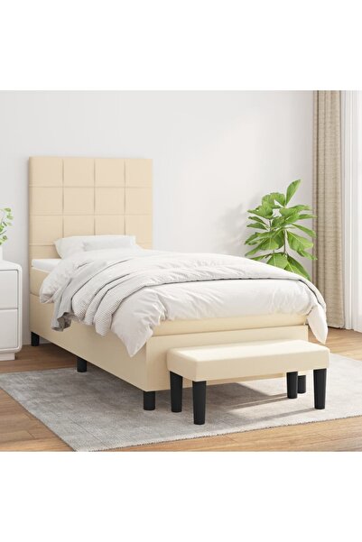 Concept Pat box spring cu saltea, crem, 100x200 cm, textil