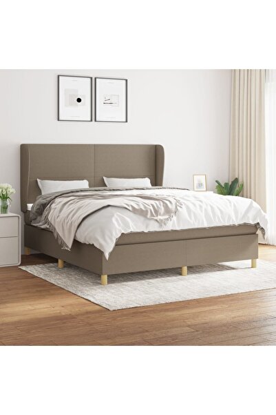 Concept Pat box spring cu saltea, gri taupe, 160x200 cm material textil