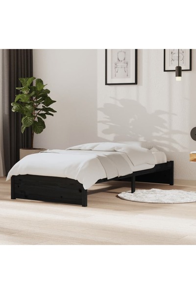Concept Σκελετός Μονό κρεβατιού 3FT, μαύρος, 90x190 cm, μασίφ ξύλο